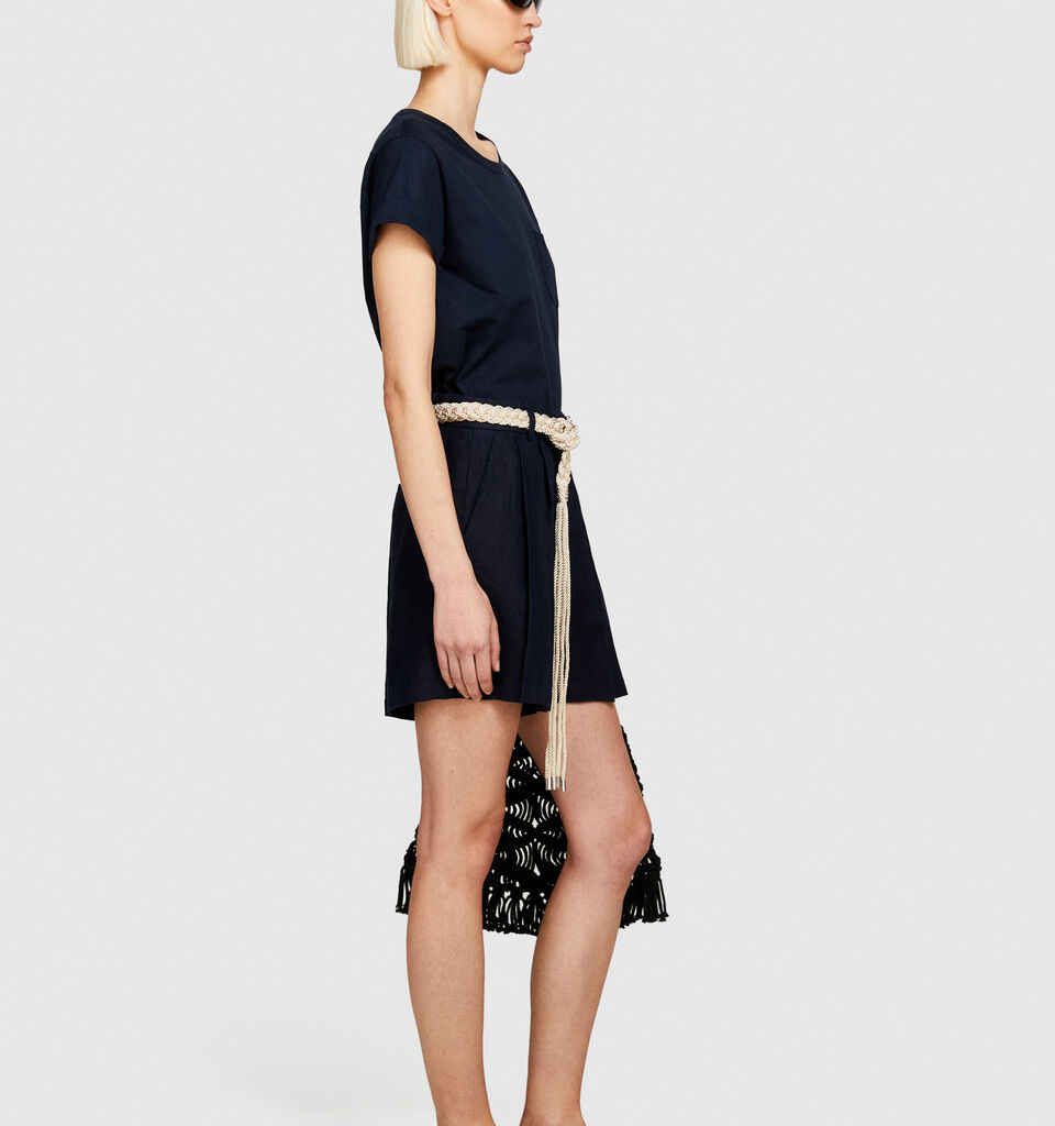 100% linen shorts - women's shorts - Dark Blue | Sisley image number 2